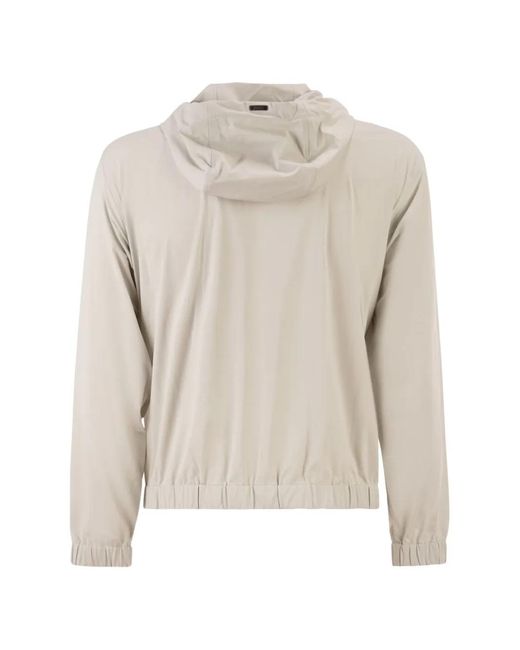 Herno White Elasticated-Waist Hooded Jacket for men