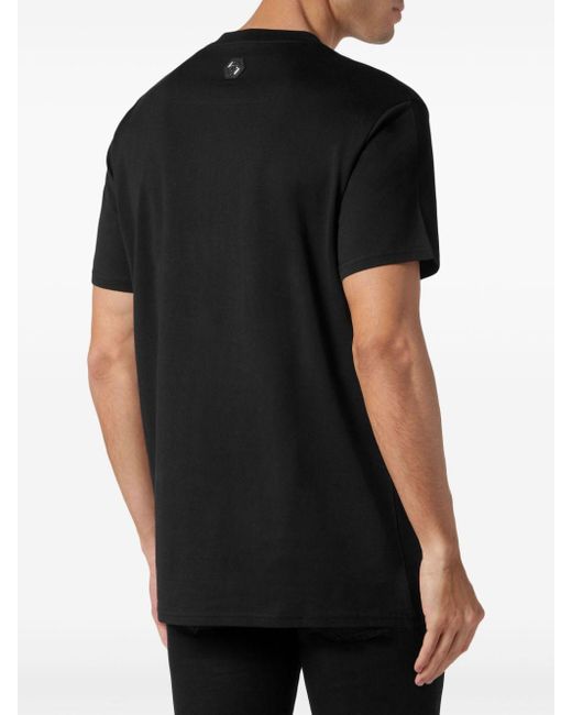Philipp Plein Black Smile Rhinestone-embellished T-shirt for men