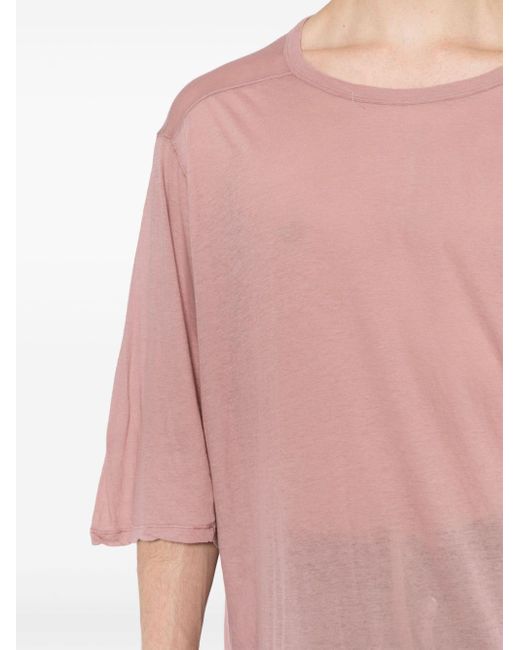 Rick Owens Pink Tommy Raw-cut Cotton T-shirt for men