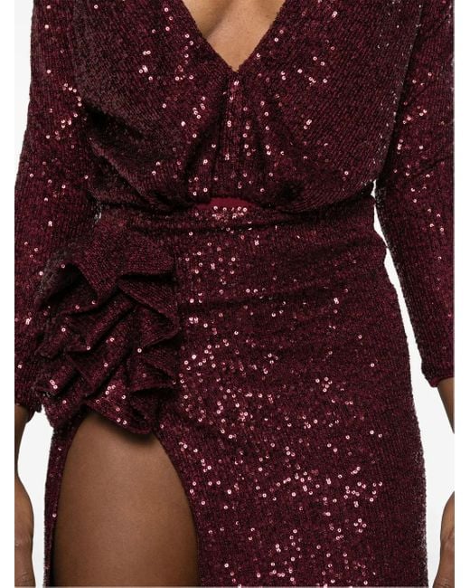 Ana Radu Purple Sequin-Embellished Bodysuit And Skirt Set