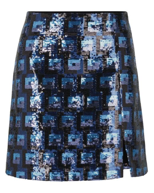 HUGO Blue Rasalle Squinned Mini Skirt