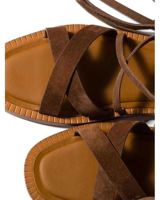Miu Miu Brown Lace-Up Crossover-Strap Sandals