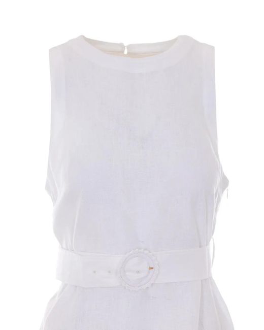 Twinset White Floral-Lace Belted Mini Dress