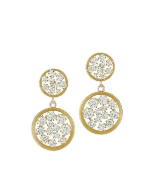Jade Trau White 18k Yellow Gold Diamond Drop Earrings