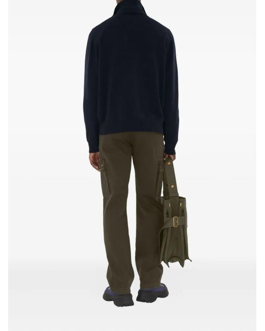 Burberry Blue Cashmere Blend Half-Zip Sweater for men
