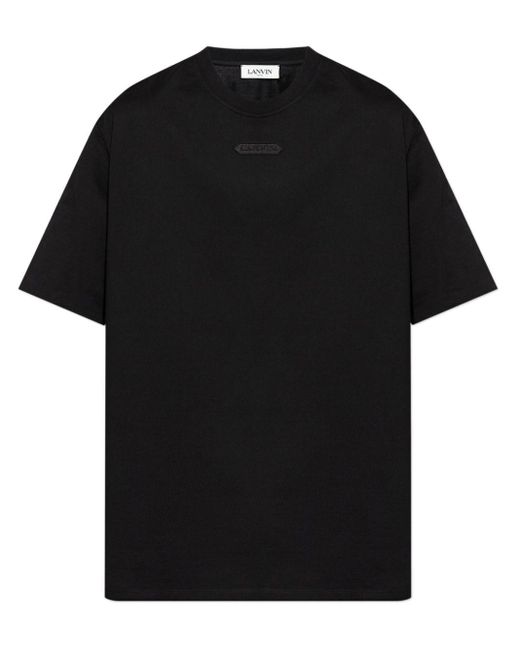 Lanvin Black Appliqué-logo Cotton T-shirt for men