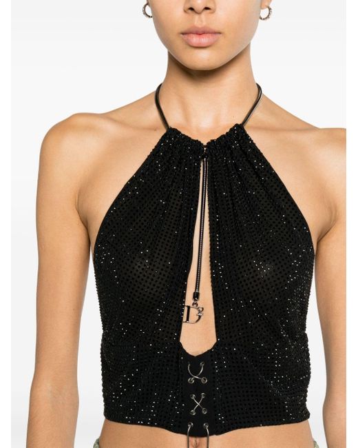 DSquared² Black Night Out Cropped-Top mit Strass