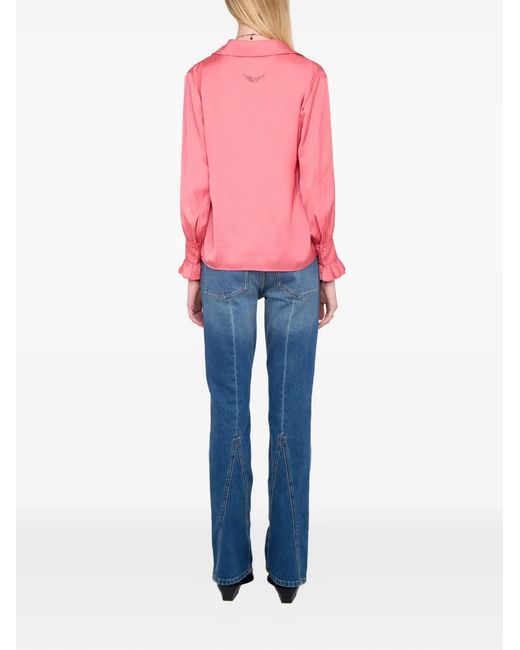 Zadig & Voltaire Pink Thely Satin-Finish Blouse