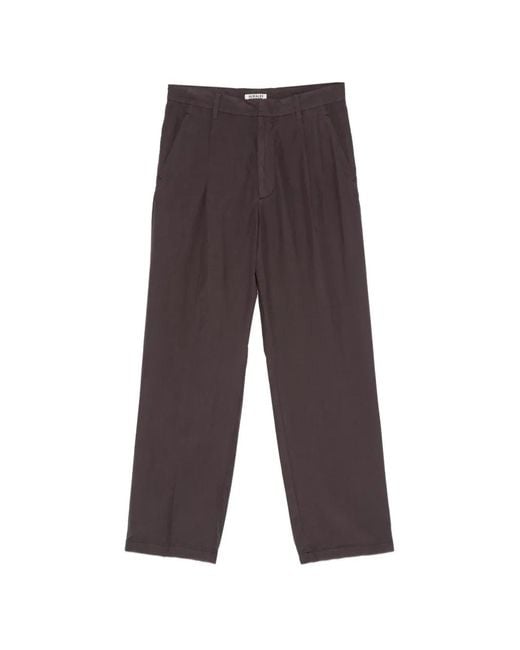 Auralee White Pleated Straight-Leg Trousers for men