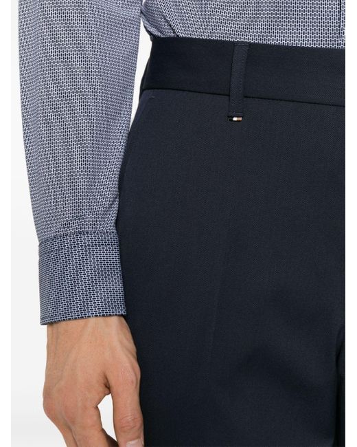 Boss Blue Mid-rise Tailored Trousers for men