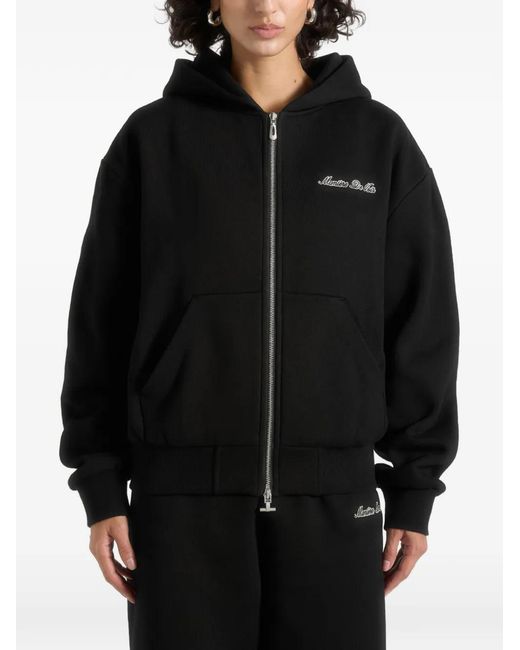 Manière De Voir Black Signature Relaxed Fit Zip Hoodie