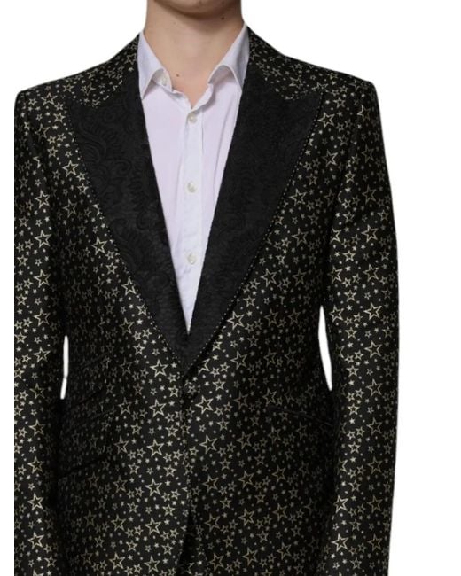 Dolce & Gabbana Black Sicilia Star-Jacquard Suit for men