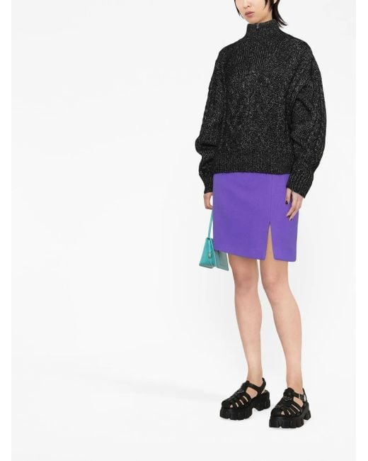 Ganni Black High-Neck Ribbed-Knit Jumper