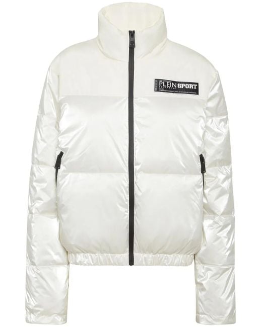 Philipp Plein White Logo-Appliqué Puffer Jacket