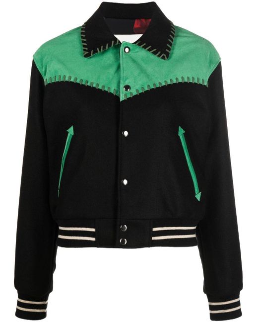 ANDERSSON BELL Green Colour-block Suede Jacket