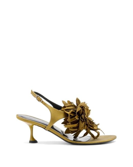 Proenza Schouler Metallic Tee Floral-Appliqué Sandals