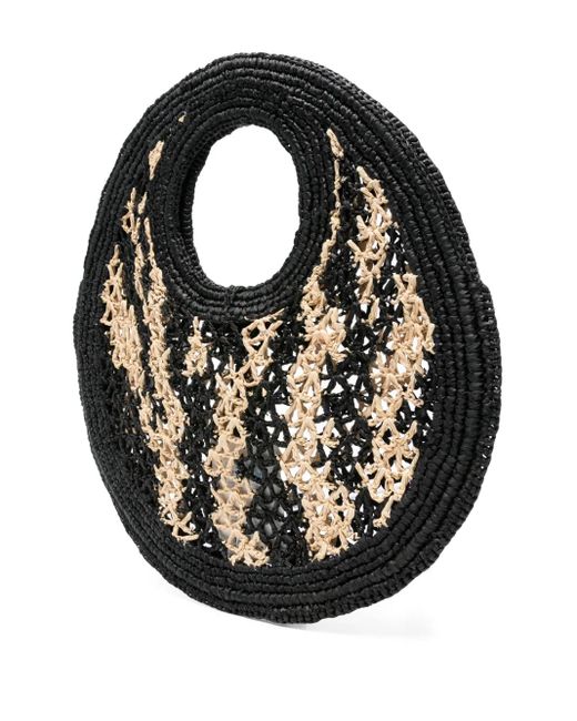 Jacquemus Black Raffia Circle-Handle Tote Bag