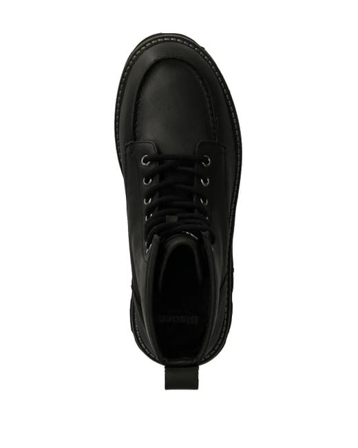 Blauer Black Leather Ankle Boots for men