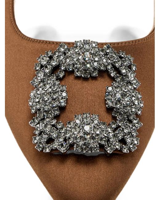 Manolo Blahnik Brown Hangisibar Crystal-Buckle Pumps