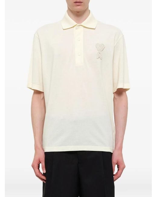 Polo Ami De Coeur À Logo Brodé AMI en coloris White