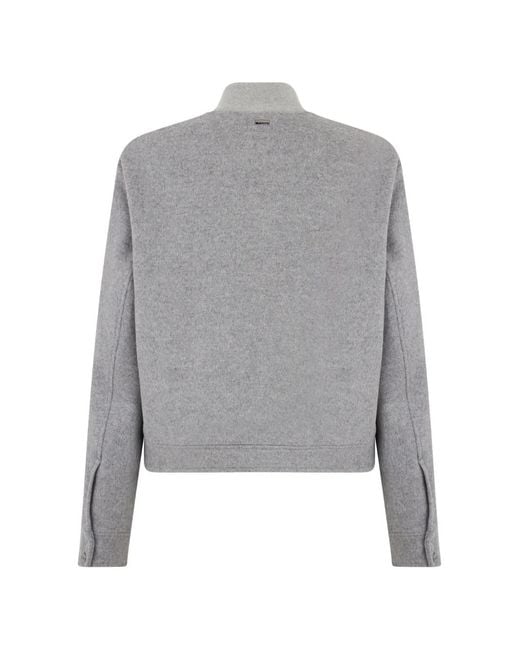 Herno Gray Button-Up Bomber Jacket