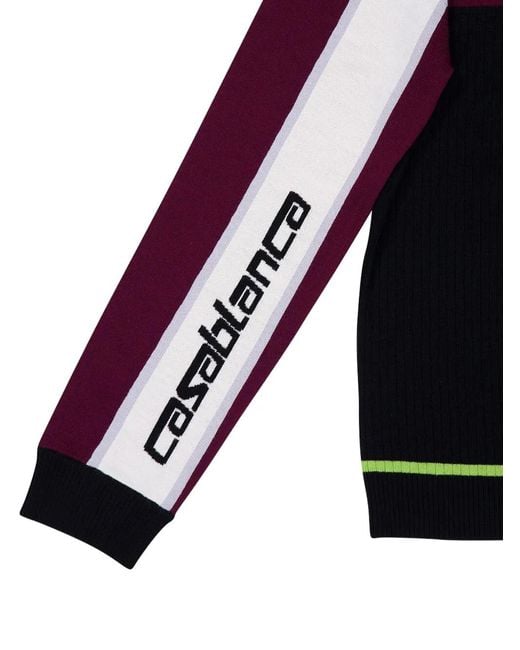 Casablanca Black Striped Wool Polo Shirt