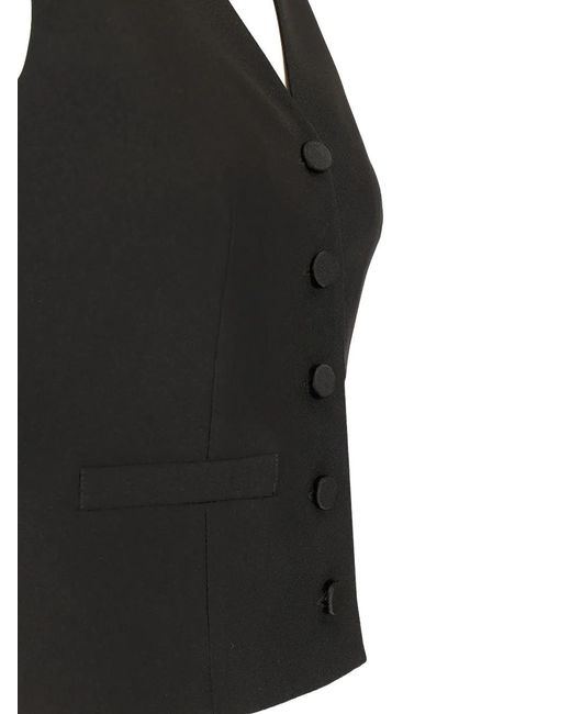 Al Duca D'aosta Black Satin-Back Bow-Detail Waistcoat