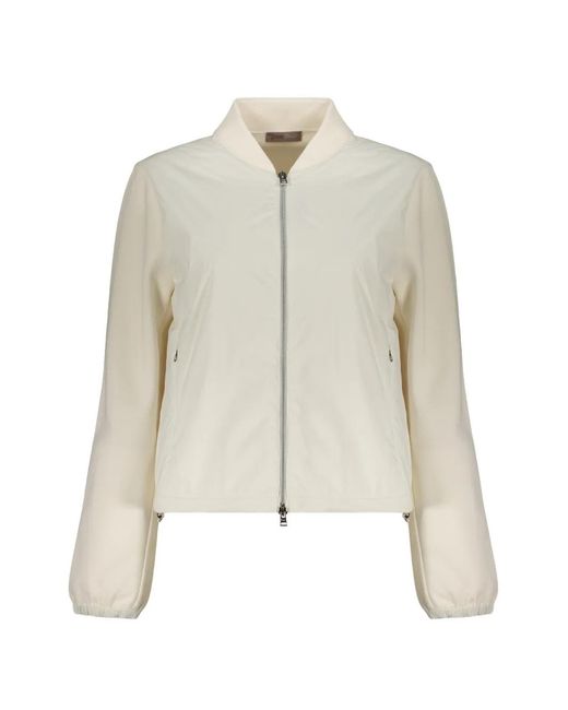 Herno White Cropped Zip-Up Jacket