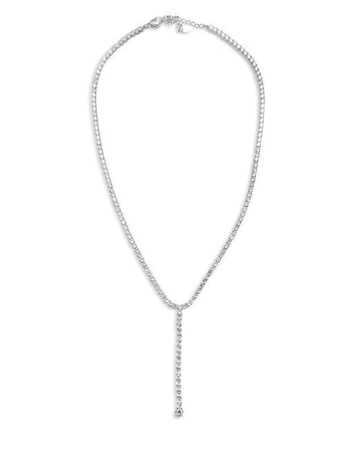 Hzmer Jewelry Metallic Rhinestone-Embellished Lariat Necklace