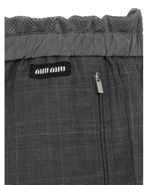 Miu Miu Gray Checked Elasticated-Waist Track Pants