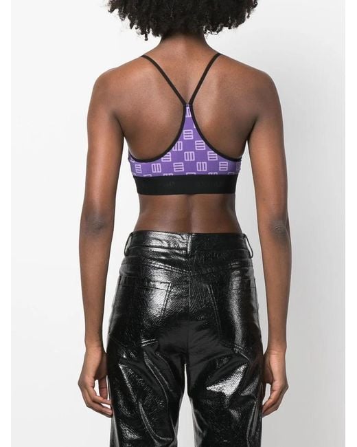 Ambush Purple Monogram-Print Bra Top