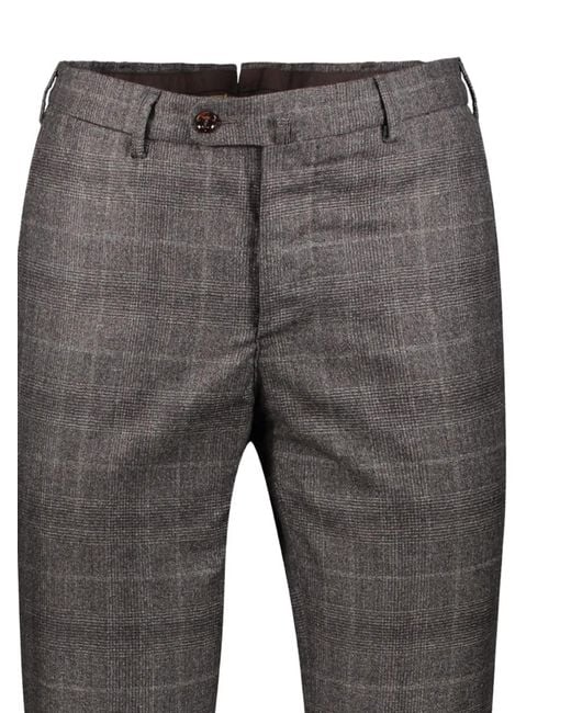 Moorer Gray Checked Pattern Trousers for men