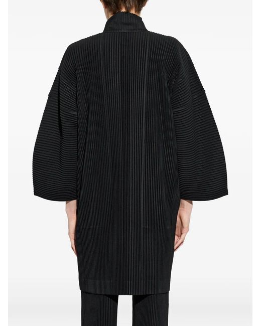 Homme Plissé Issey Miyake Black Pleated Wide-Sleeve Coat for men