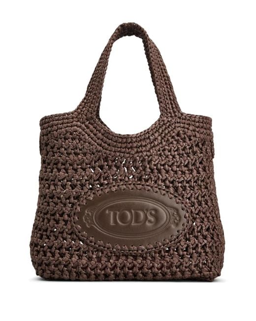 Tod's Brown Raffia Shopping Bag