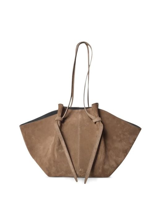 Yuzefi Brown Suede Knot-Detail Tote Bag
