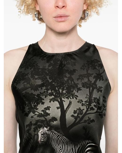 The Attico Gray Smoke Night-Print Mini Dress