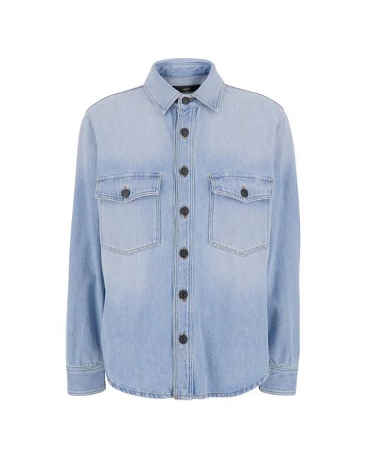 Grifoni Blue Button-Up Denim Shirt