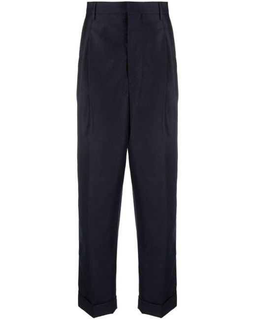 AMI Blue Cropped Virgin-wool Trousers for men