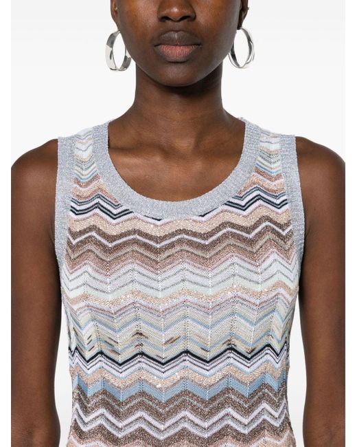 Missoni Gray Sequin-embellished Knitted Top