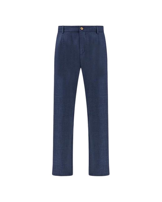 Paul & Shark Blue X Loro Piana Jersely Lucca Pleated Chinos for men