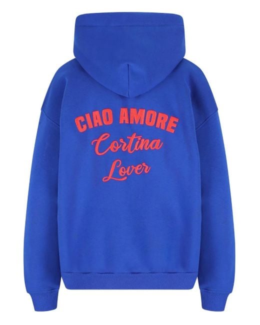 Giada Benincasa Blue Ciao Amore Embroidered Hoodie