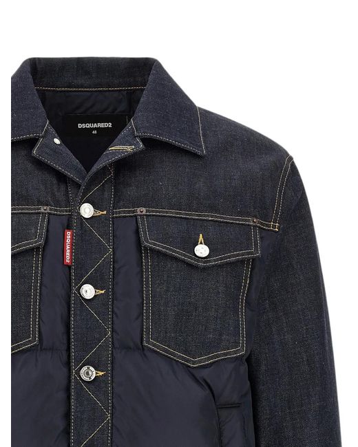 DSquared² Blue Hybrid Puffer Jacket for men