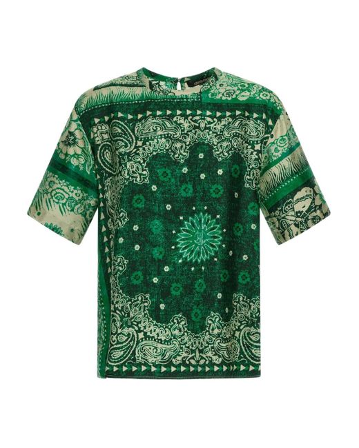 Roberto Cavalli Green T-Shirt mit Bandana-Print