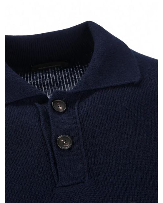 Tagliatore Blue Button-Collar Sweater for men