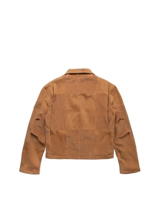 Les Tien Brown Patchwork Zip Jacket for men