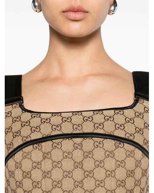 Gucci Natural GG Canvas Cropped-Top