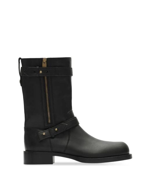 Burberry Black Kent Leather Biker Boots for men