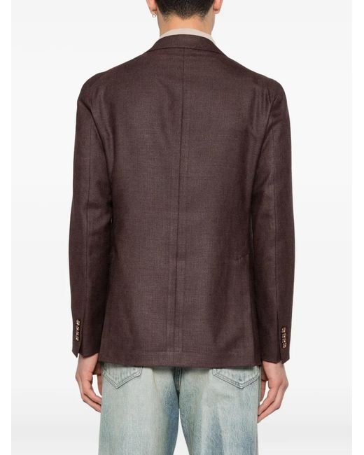 Tagliatore Brown Button-Fastening Flap-Pocket Jacket for men