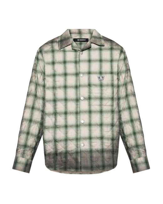 M I S B H V Gray Checked Quilted Overshirt for men