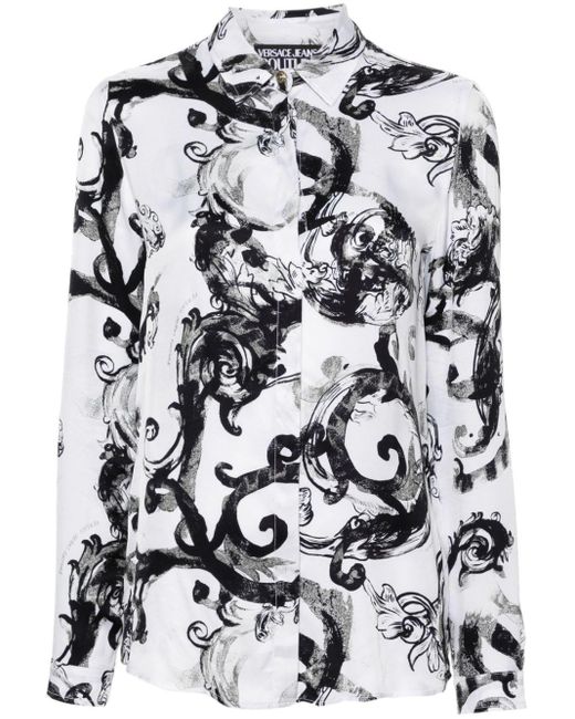 Camisa Watercolour Baroque Versace de color White